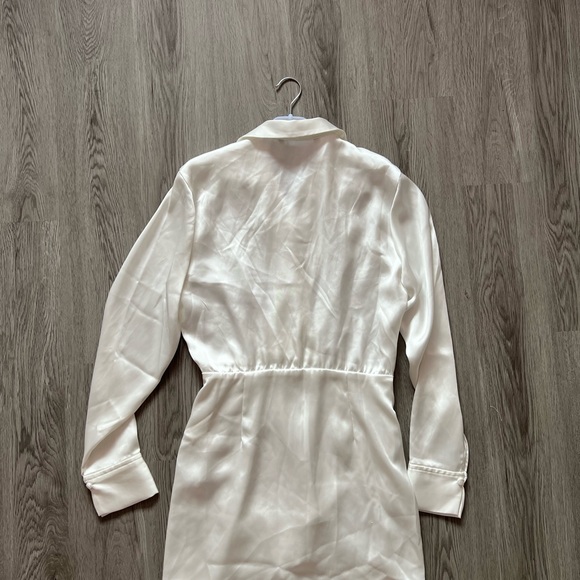 Zara Wrap Front Satin Effect Dress White - Picture 2 of 4